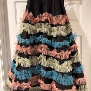 Vintage Black Crinoline with yellow, blue and pink ruffles